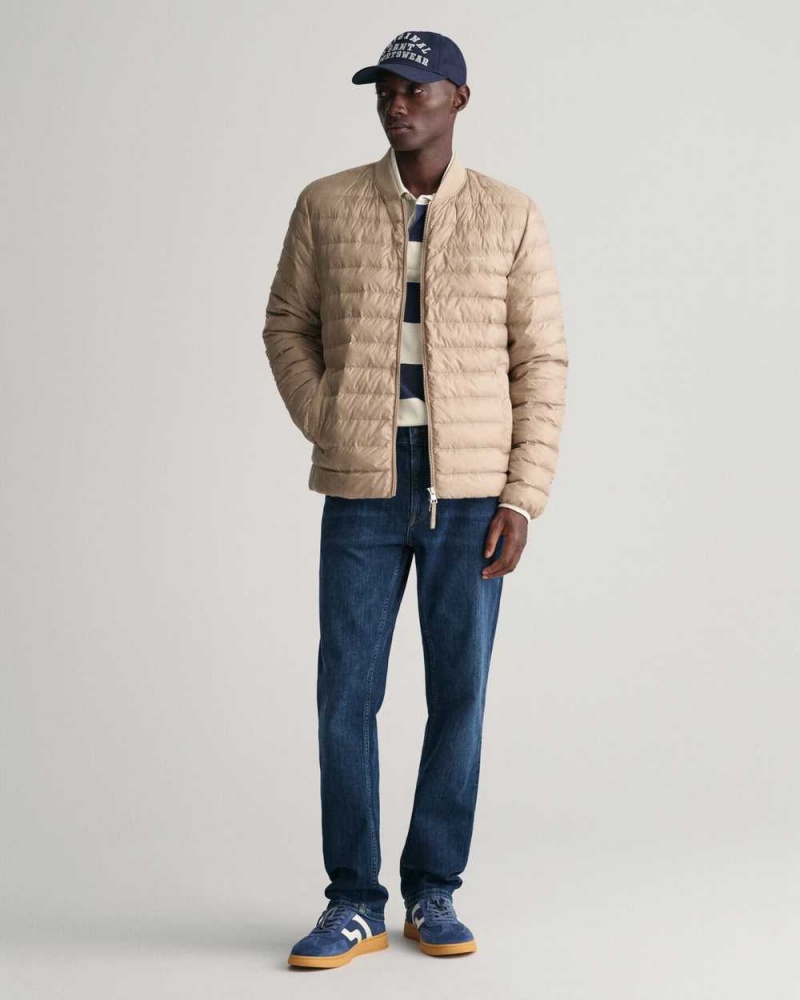 Gant Light Padded Bomber Men's Jackets Cold Beige | JKUEB-3705