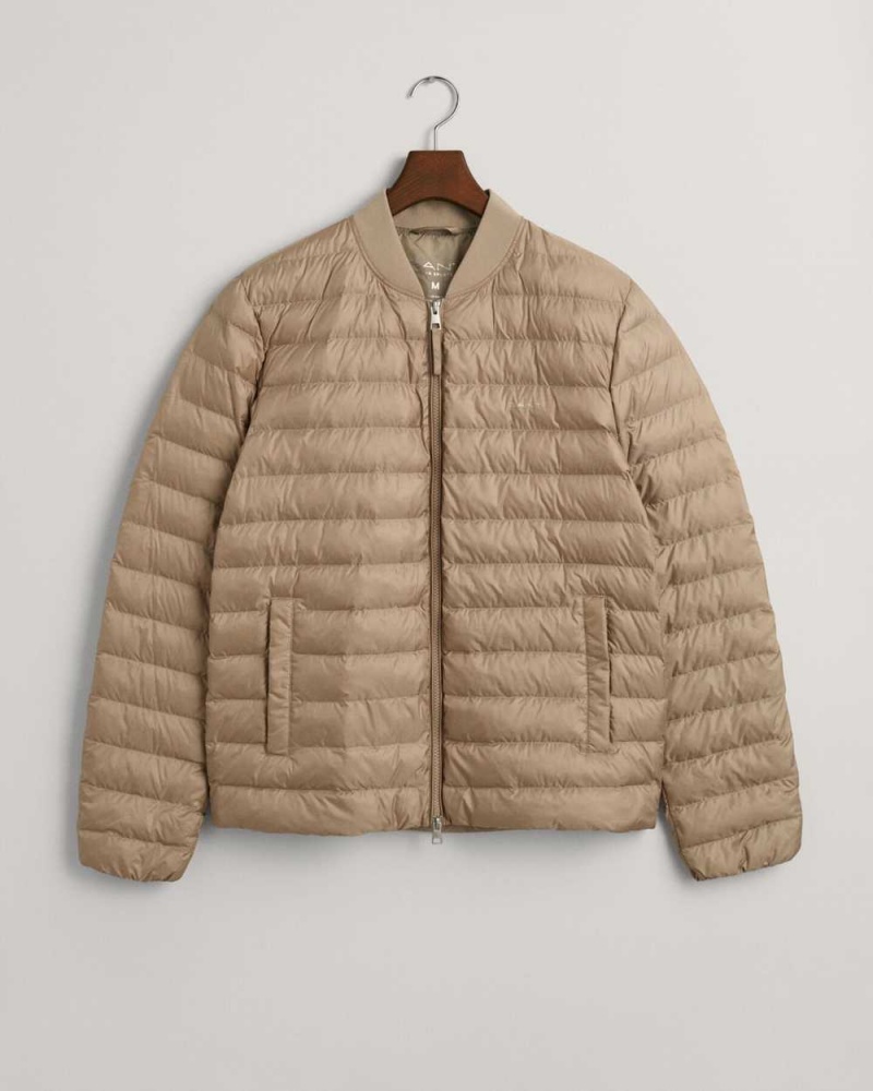 Gant Light Padded Bomber Men's Jackets Cold Beige | JKUEB-3705