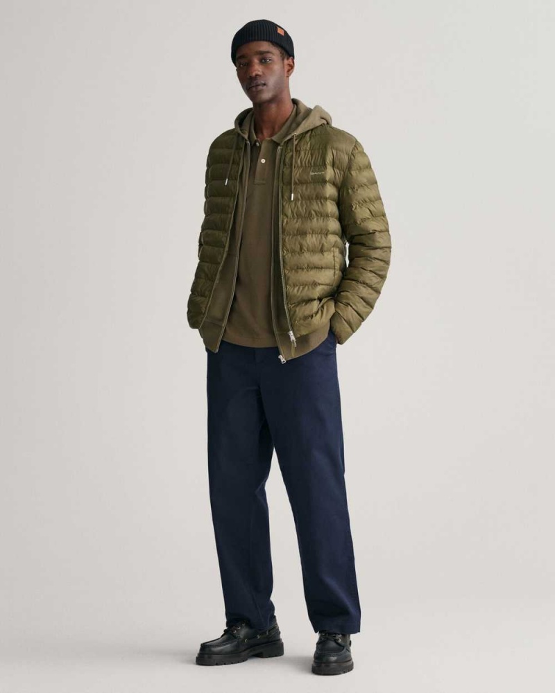 Gant Light Padded Bomber Men's Jackets Juniper Green | YQTUS-3821