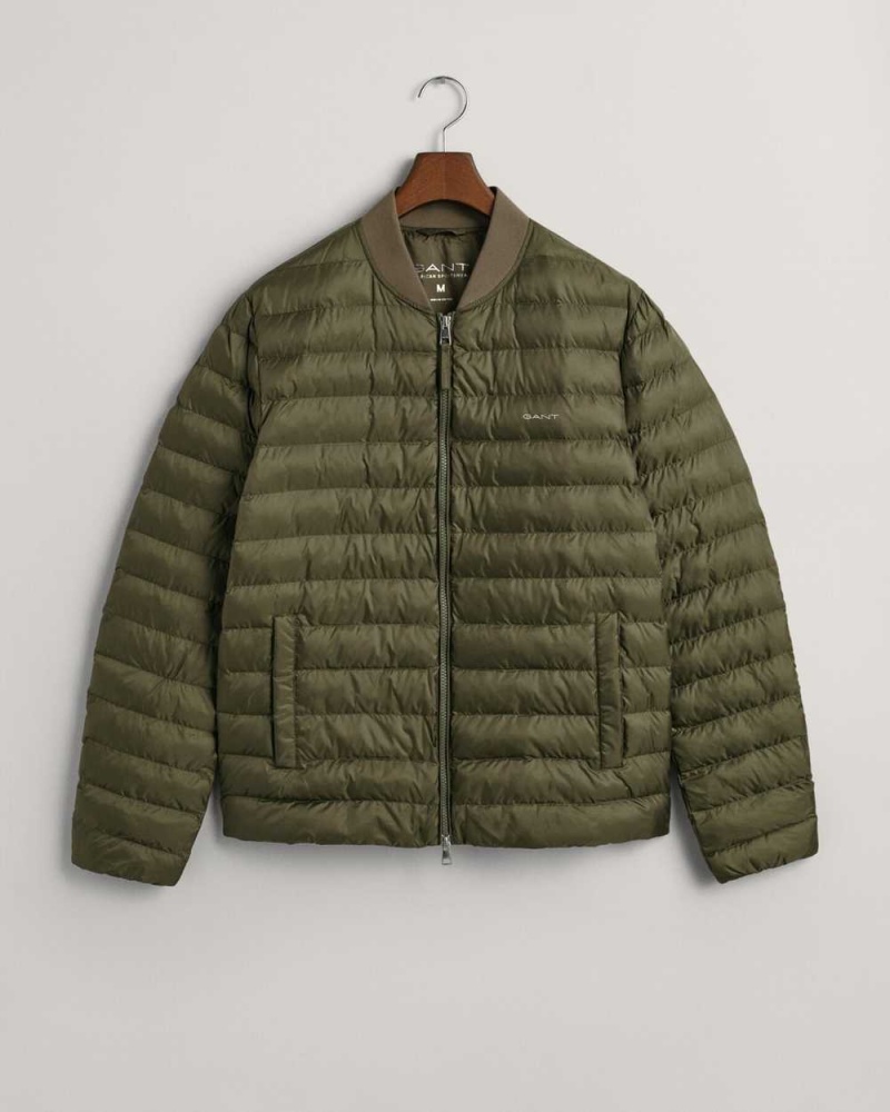 Gant Light Padded Bomber Men's Jackets Juniper Green | YQTUS-3821