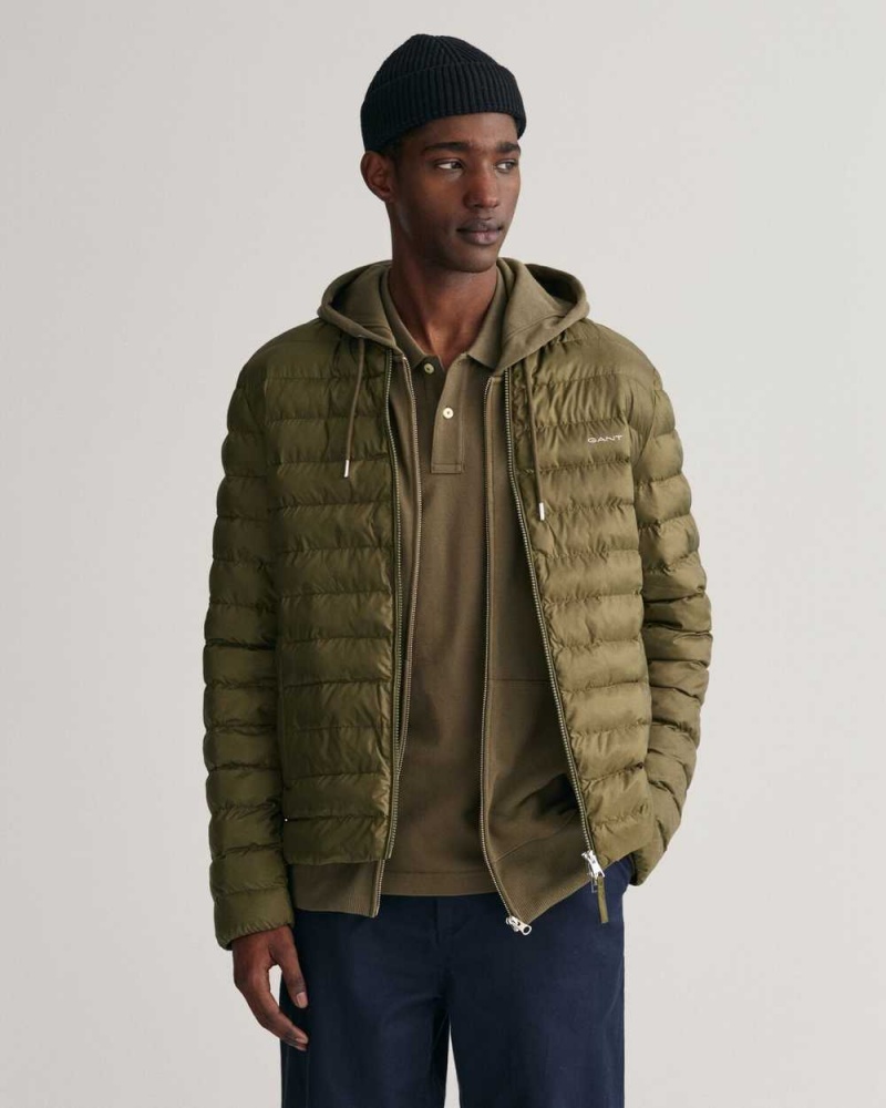 Gant Light Padded Bomber Men\'s Jackets Juniper Green | YQTUS-3821