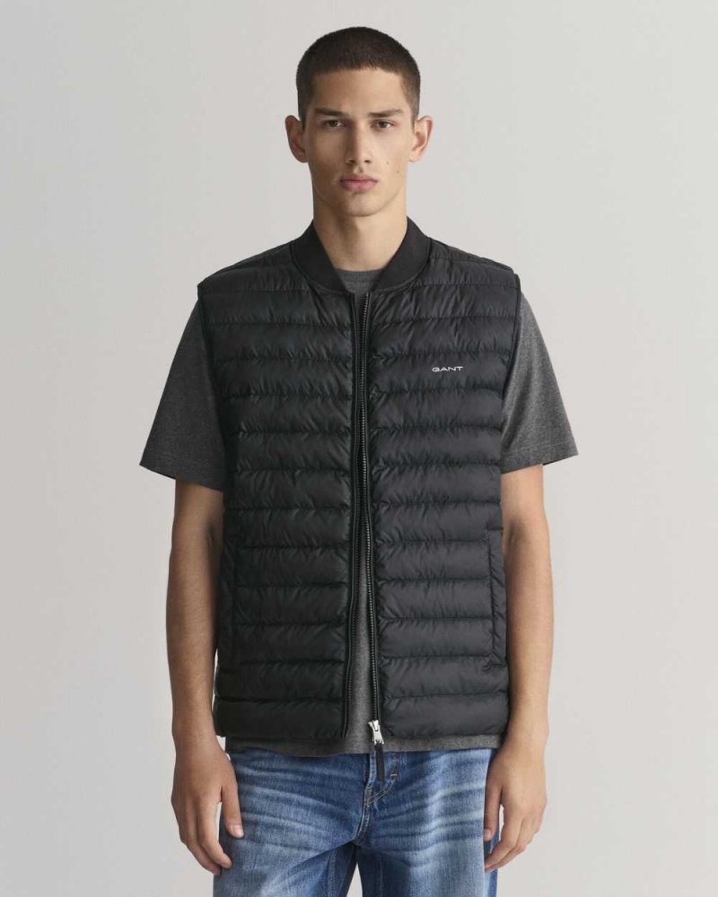 Gant Light Padded Bomber Men's Vest Black | JFKAE-0289