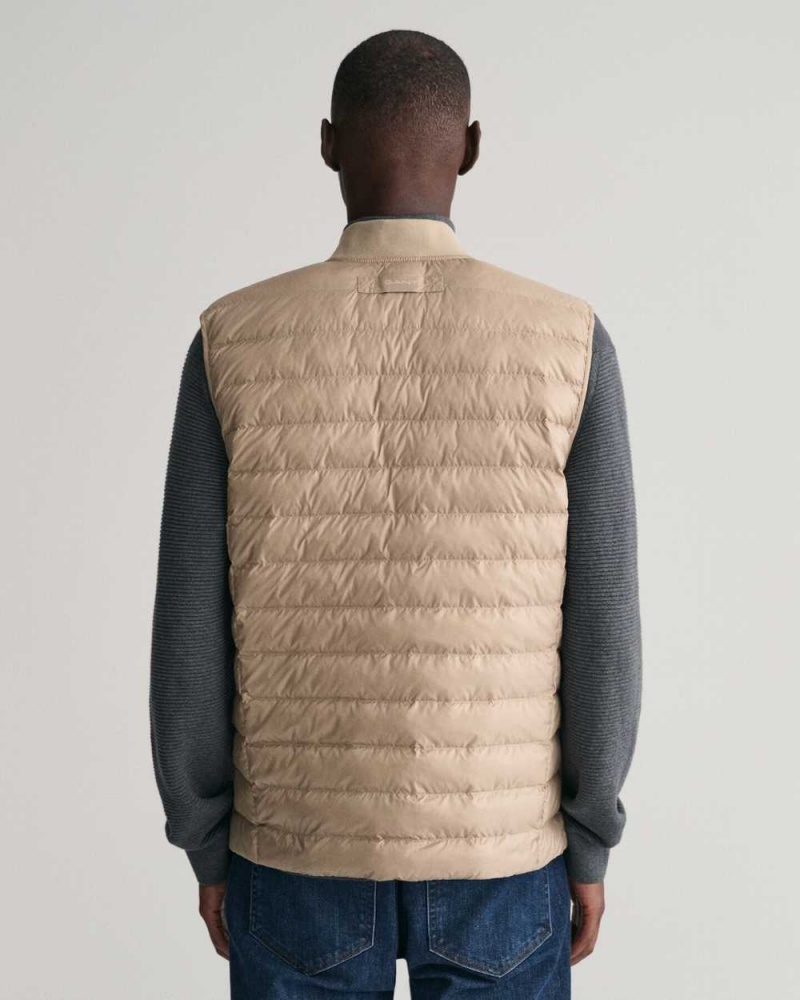 Gant Light Padded Bomber Men's Vest Cold Beige | FSXKH-4305