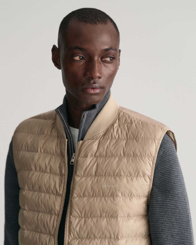 Gant Light Padded Bomber Men's Vest Cold Beige | FSXKH-4305