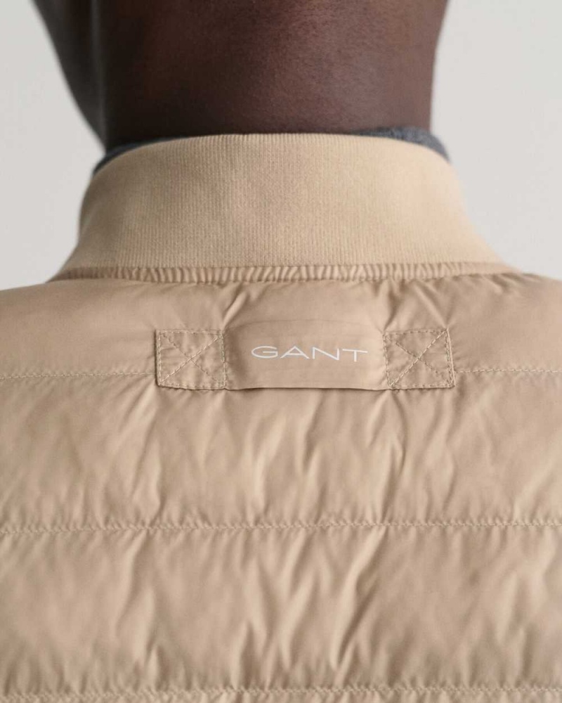 Gant Light Padded Bomber Men's Vest Cold Beige | FSXKH-4305