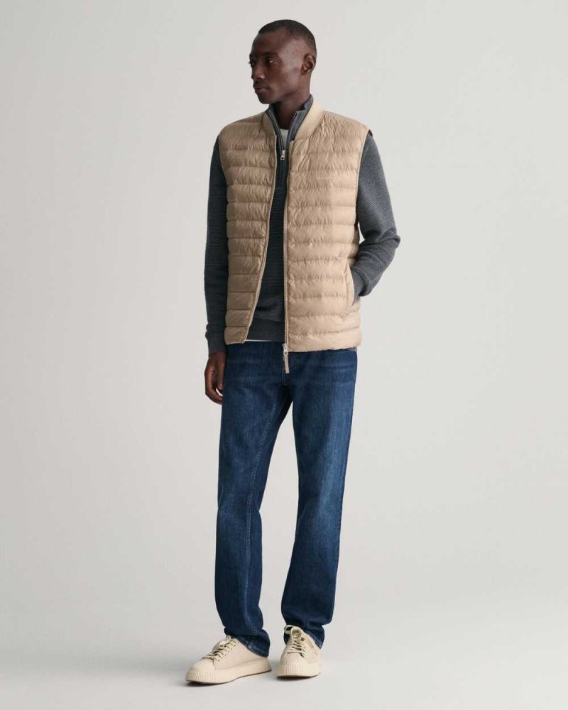 Gant Light Padded Bomber Men's Vest Cold Beige | FSXKH-4305