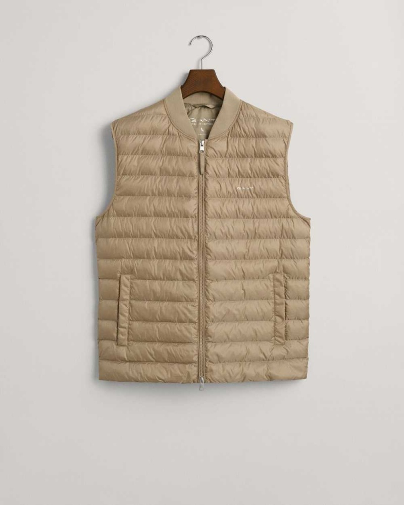 Gant Light Padded Bomber Men's Vest Cold Beige | FSXKH-4305