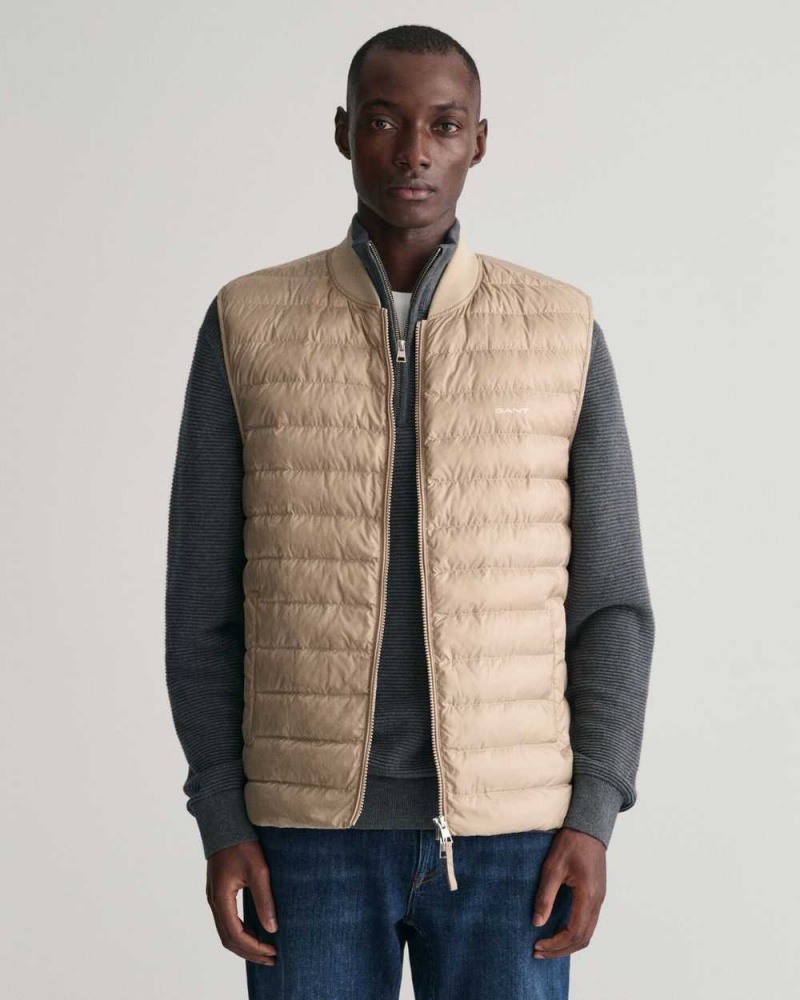 Gant Light Padded Bomber Men\'s Vest Cold Beige | FSXKH-4305