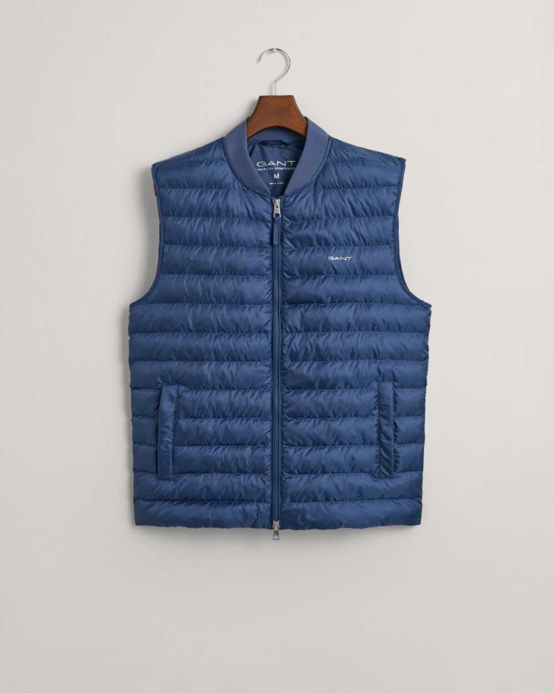 Gant Light Padded Bomber Men\'s Vest Dusty Blue Sea | QTRIZ-3578