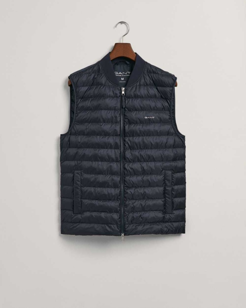 Gant Light Padded Bomber Men's Vest Evening Blue | UPWSC-2346