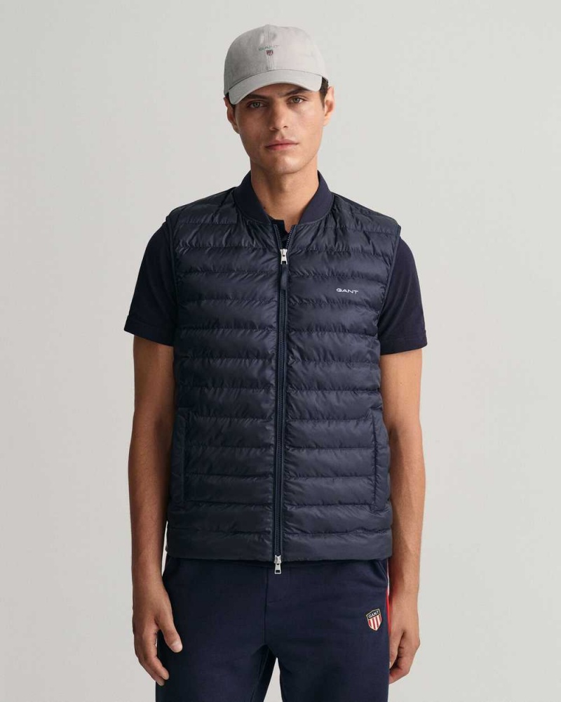 Gant Light Padded Bomber Men\'s Vest Evening Blue | UPWSC-2346