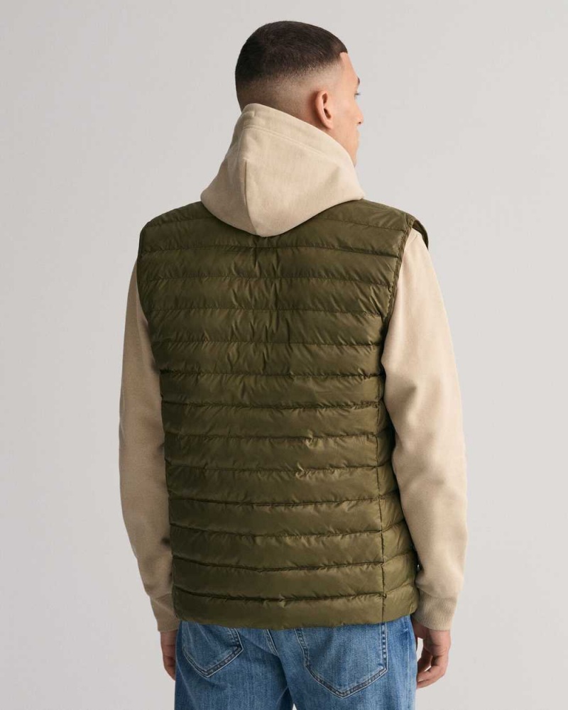 Gant Light Padded Bomber Men's Vest Juniper Green | SXAQN-9236