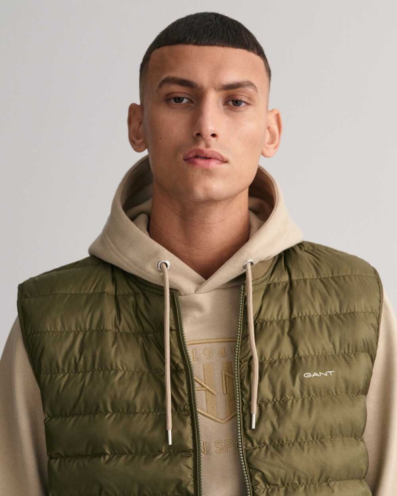 Gant Light Padded Bomber Men's Vest Juniper Green | SXAQN-9236