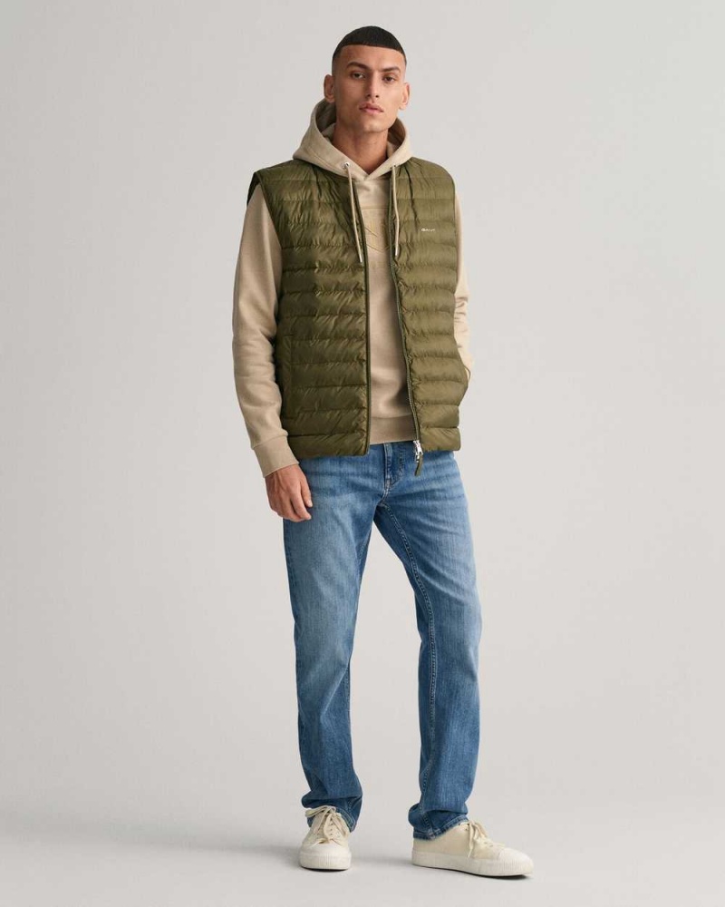 Gant Light Padded Bomber Men's Vest Juniper Green | SXAQN-9236