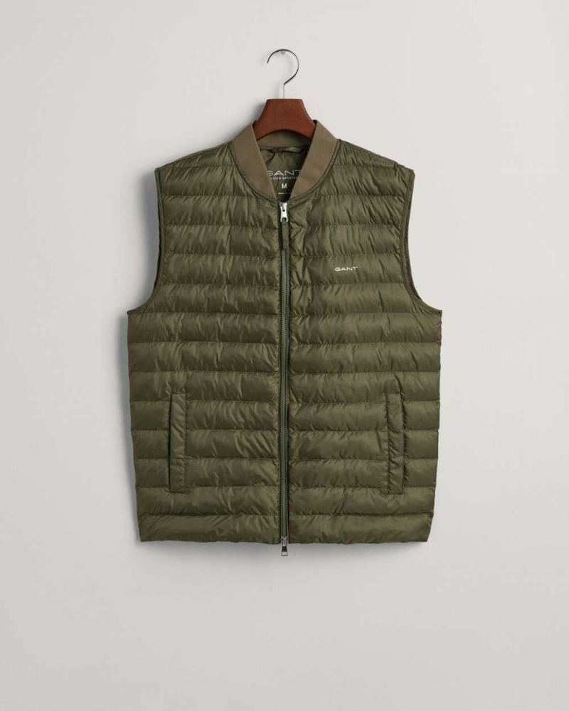 Gant Light Padded Bomber Men's Vest Juniper Green | SXAQN-9236