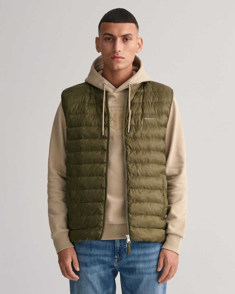 Gant Light Padded Bomber Men\'s Vest Juniper Green | SXAQN-9236