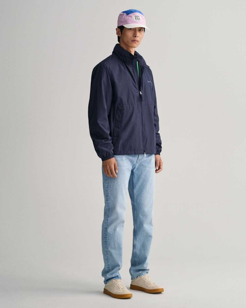 Gant Light Windshielder Men's Jackets Evening Blue | VPKRO-9183