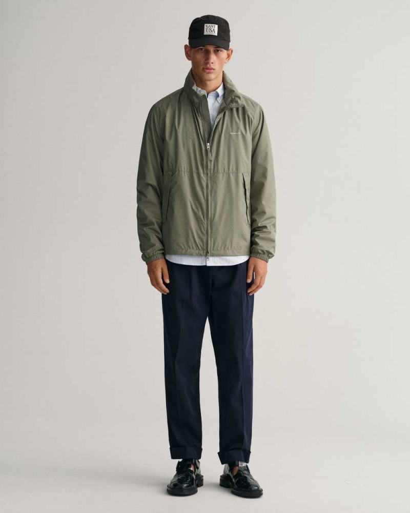 Gant Light Windshielder Men's Jackets Green Ash | UVIZT-4827