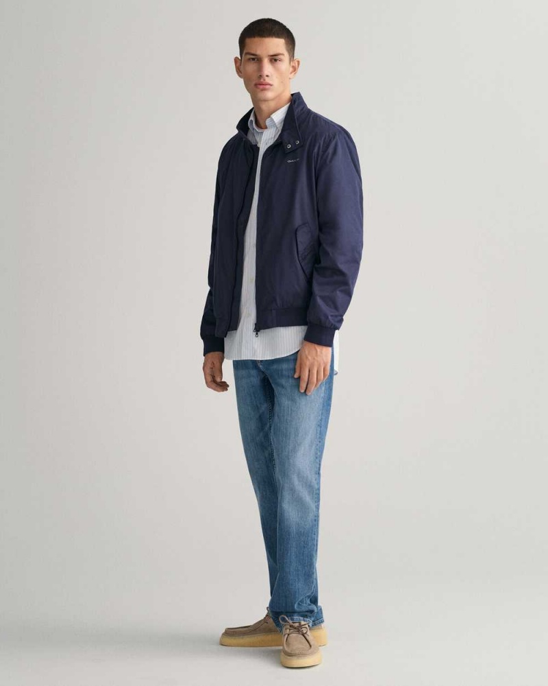 Gant Lightweight Hampshire Men's Jackets Evening Blue | SNPGV-3524