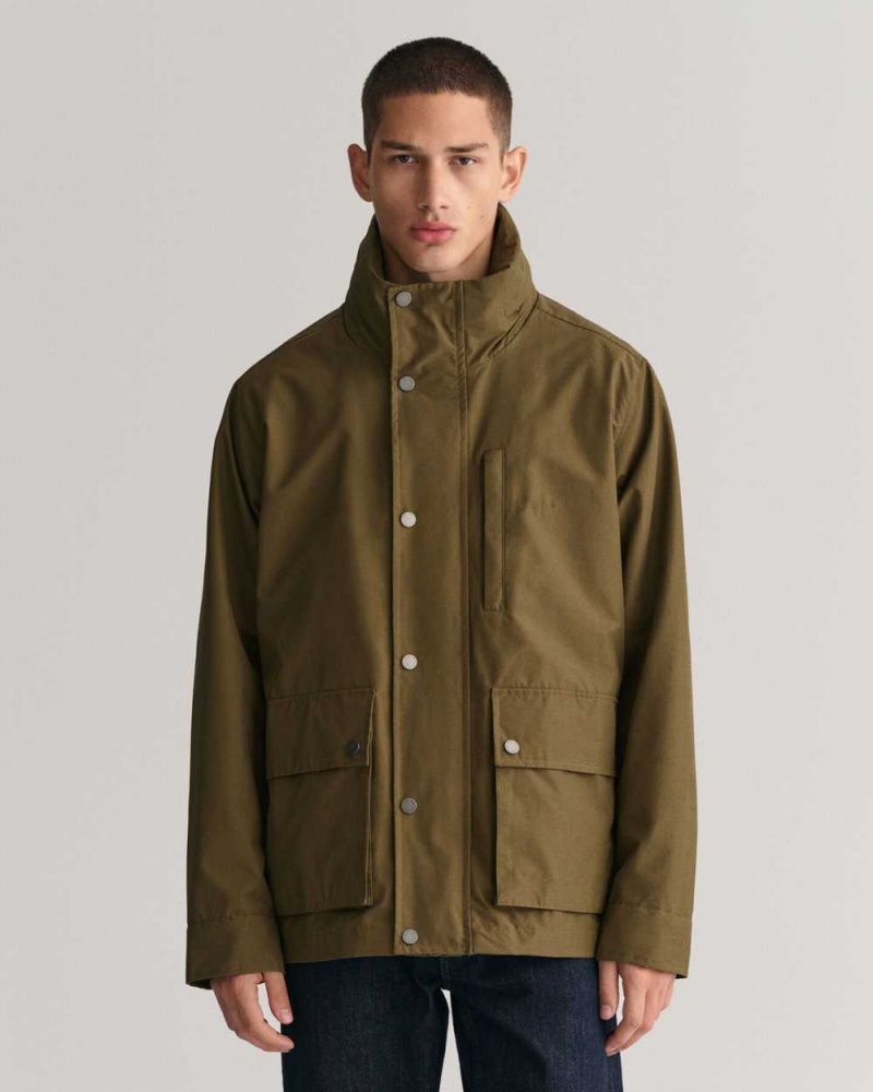 Gant Lightweight Mist Men\'s Jackets Dark Cactus | XRSGM-9807