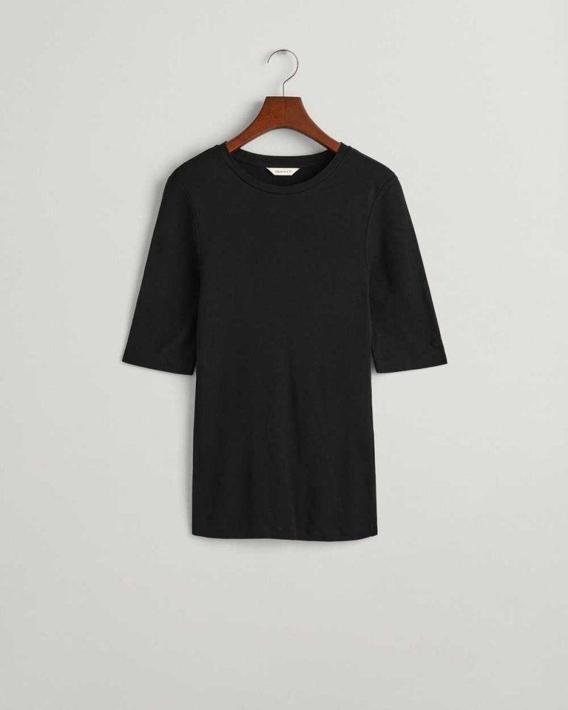 Gant Lightweight Women's T-Shirt Black | ZCULM-9312