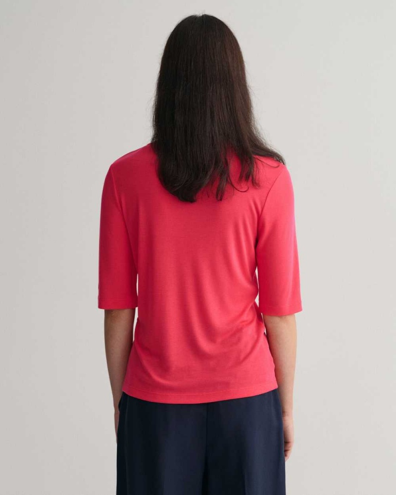 Gant Lightweight Women's T-Shirt Magenta Pink | SPQON-1573