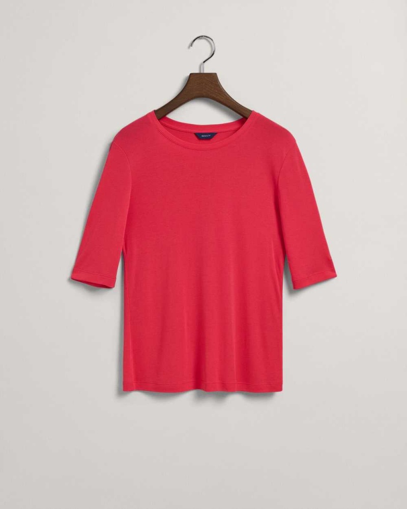 Gant Lightweight Women's T-Shirt Magenta Pink | SPQON-1573