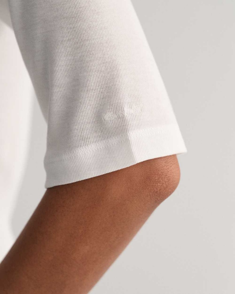 Gant Lightweight Women's T-Shirt White | CEQLG-5907