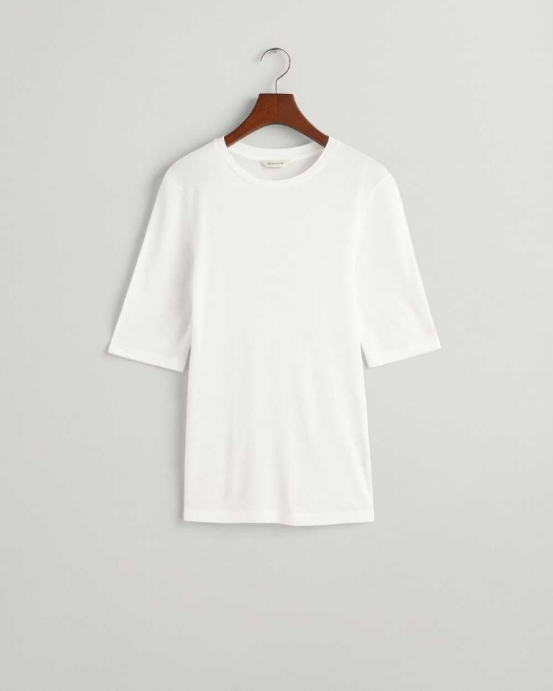 Gant Lightweight Women's T-Shirt White | CEQLG-5907