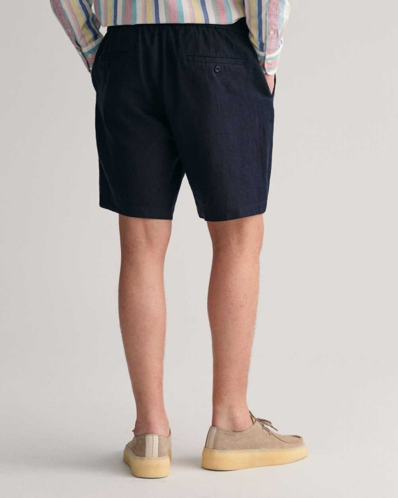 Gant Linen Drawstring Men's Shorts Evening Blue | VGXSJ-7641