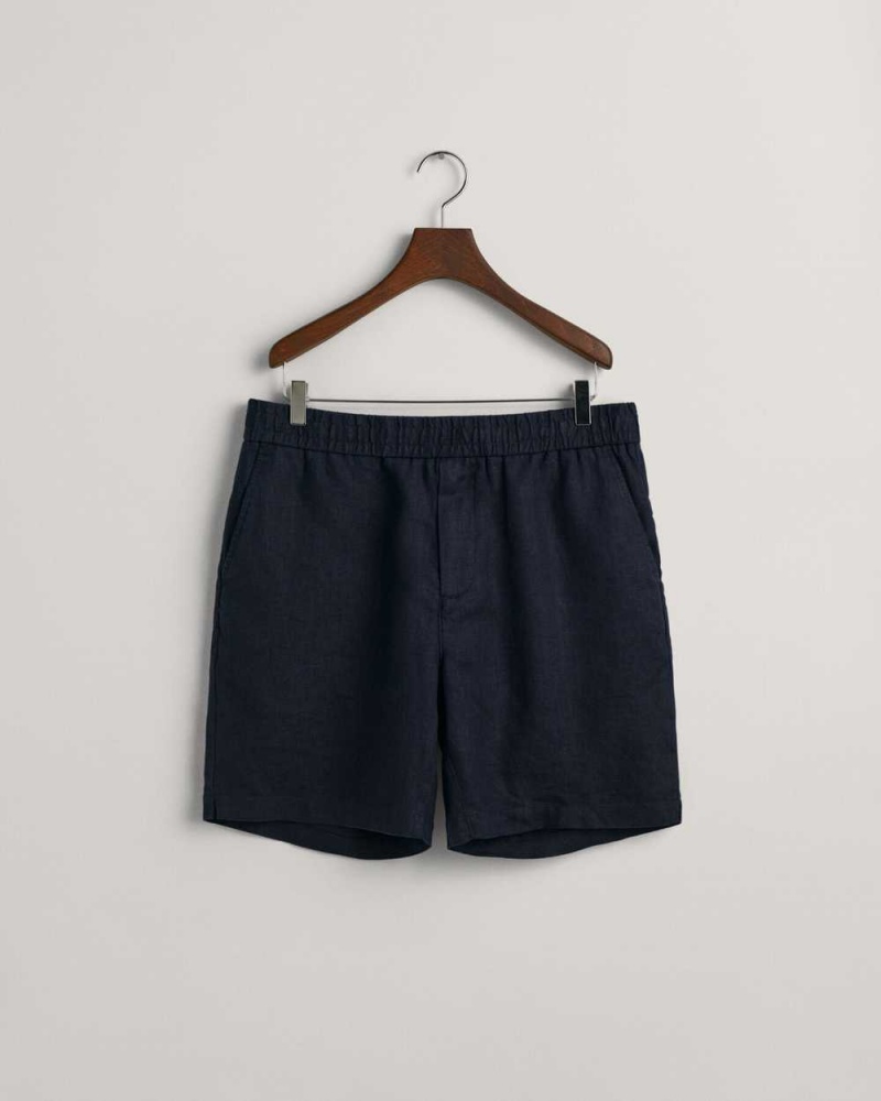 Gant Linen Drawstring Men's Shorts Evening Blue | VGXSJ-7641