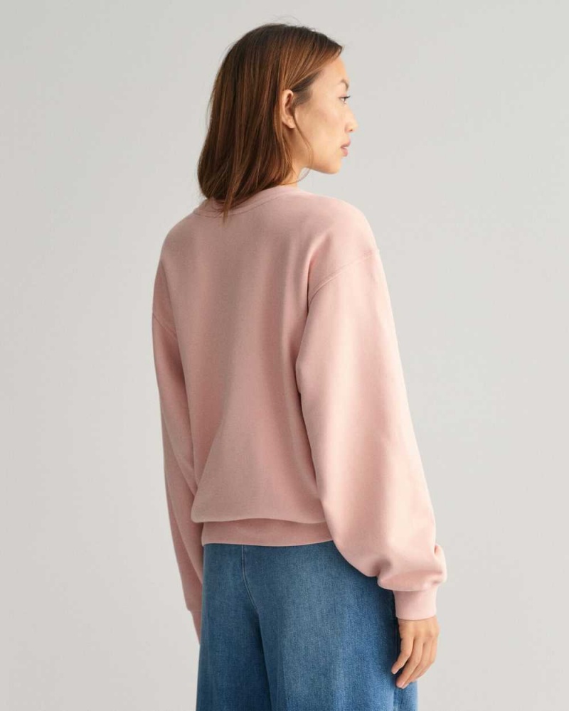 Gant Logo Crew Neck Women's Sweatshirts Dusty Rose | WBAYO-7681