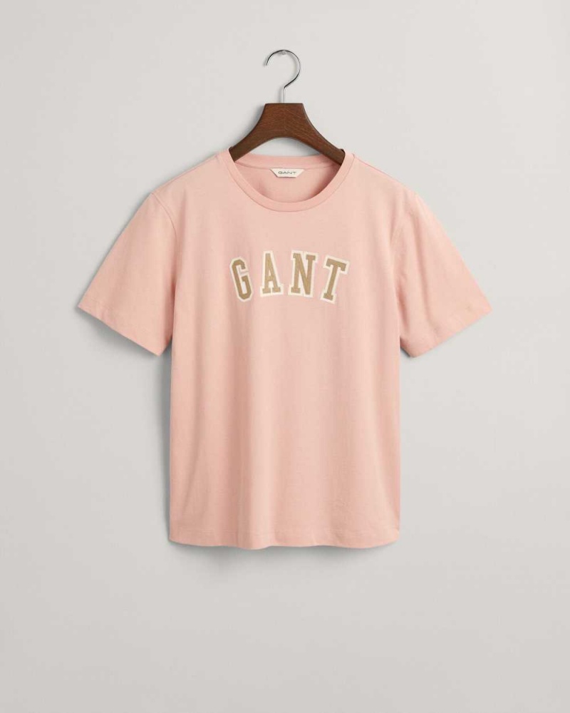 Gant Logo Crew Neck Women's T-Shirt Dusty Rose | VDZMS-1359