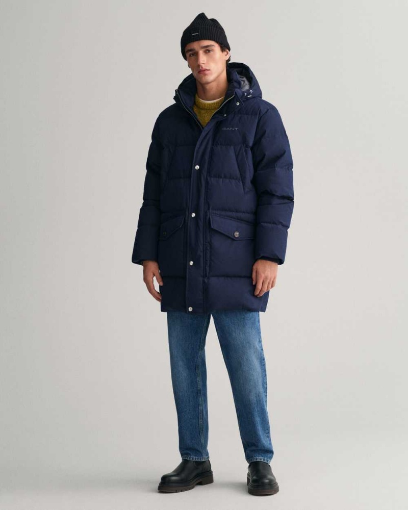 Gant Long Alta Down Men's Jackets Evening Blue | VJODH-6308