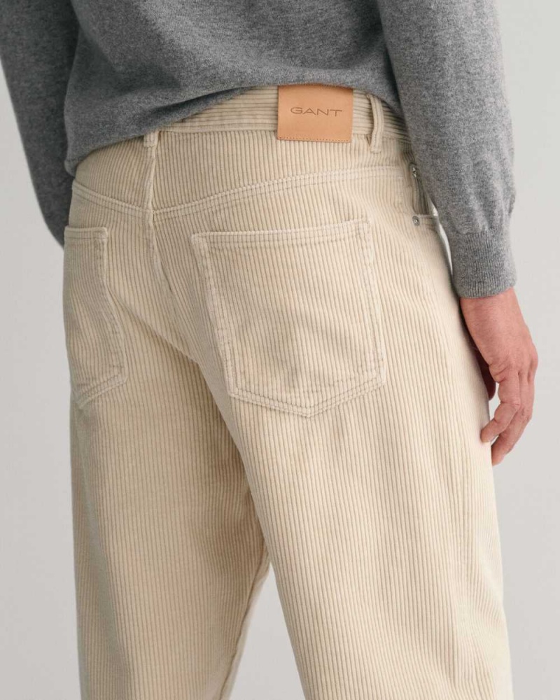 Gant Loose Fit Corduroy Men's Jeans Beige | HVDWX-7581