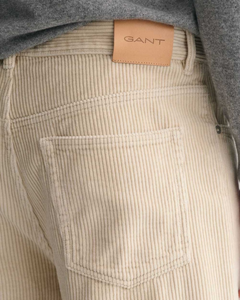 Gant Loose Fit Corduroy Men's Jeans Beige | HVDWX-7581