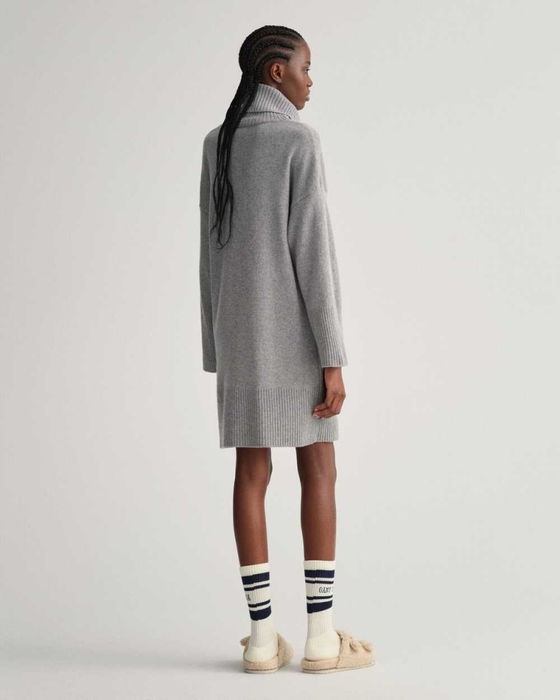 Gant Lounge Rollneck Women's Dress Grey Melange | VWOQE-5034