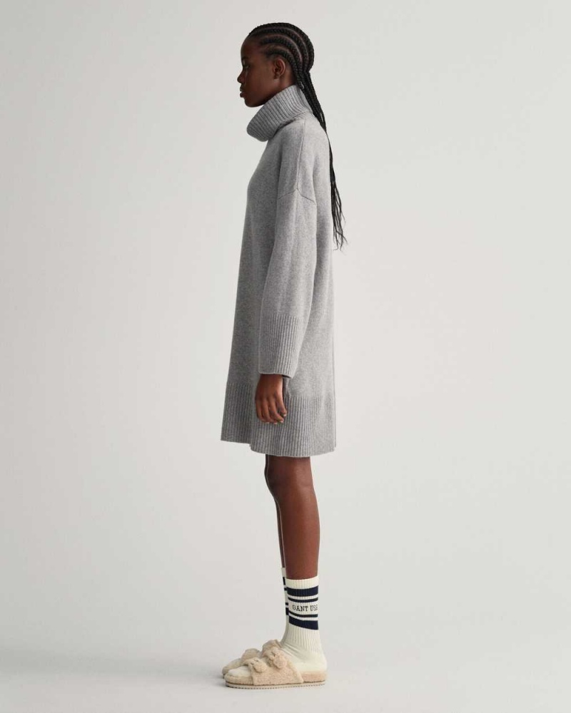 Gant Lounge Rollneck Women's Dress Grey Melange | VWOQE-5034