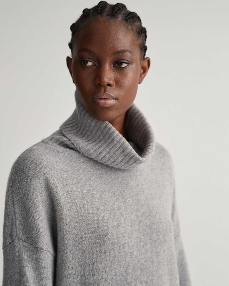 Gant Lounge Rollneck Women's Dress Grey Melange | VWOQE-5034