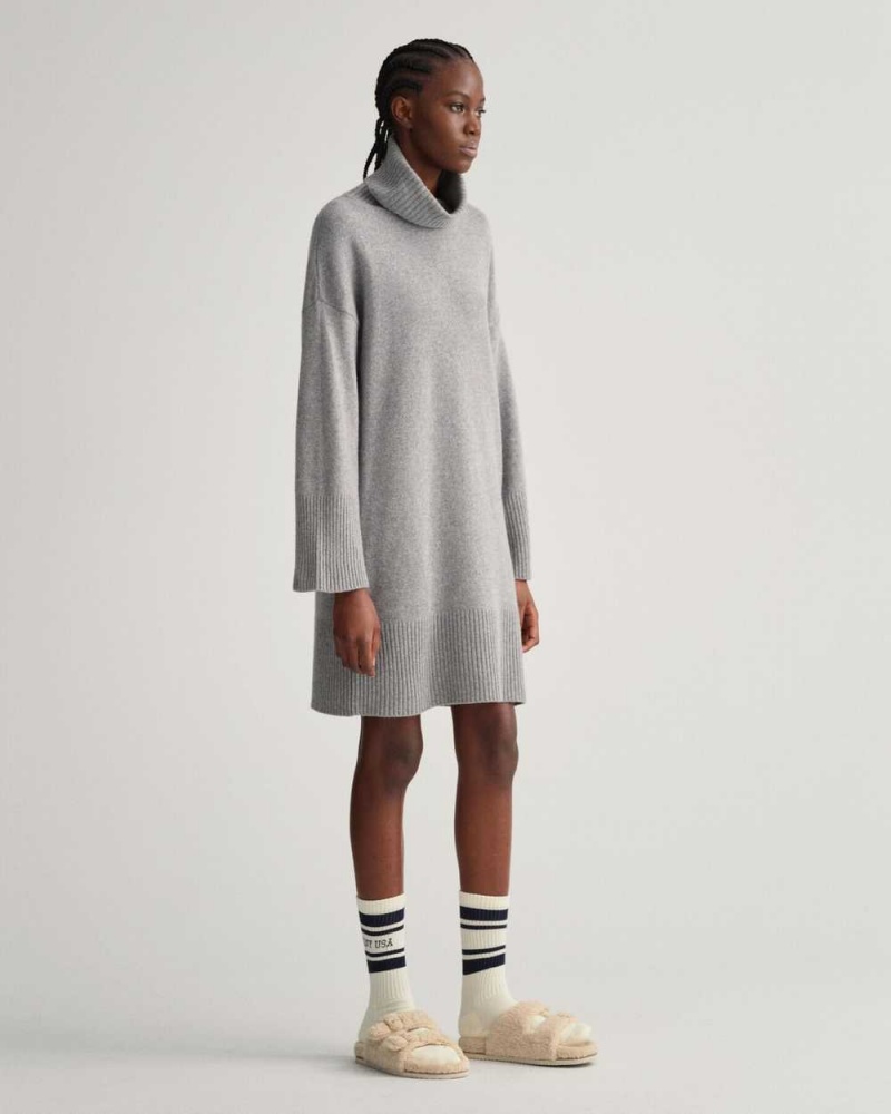 Gant Lounge Rollneck Women's Dress Grey Melange | VWOQE-5034