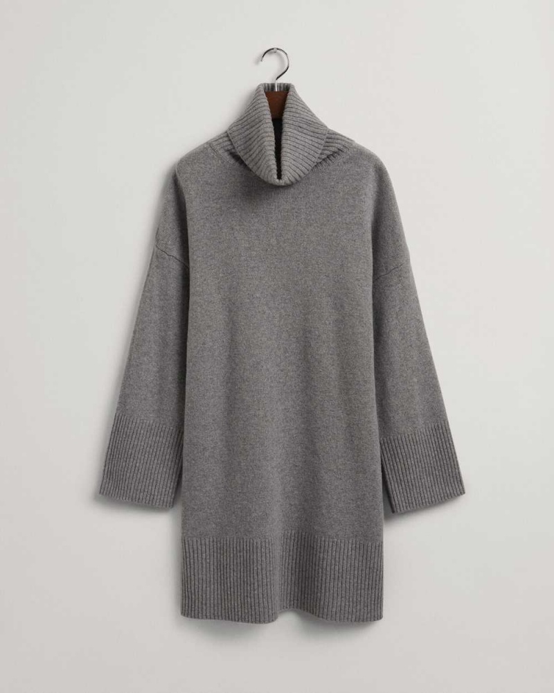 Gant Lounge Rollneck Women's Dress Grey Melange | VWOQE-5034