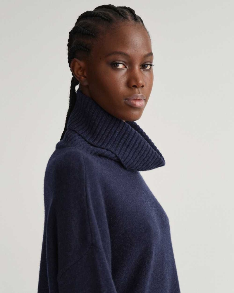 Gant Lounge Rollneck Women's Sweater Evening Blue | VNSWG-8153