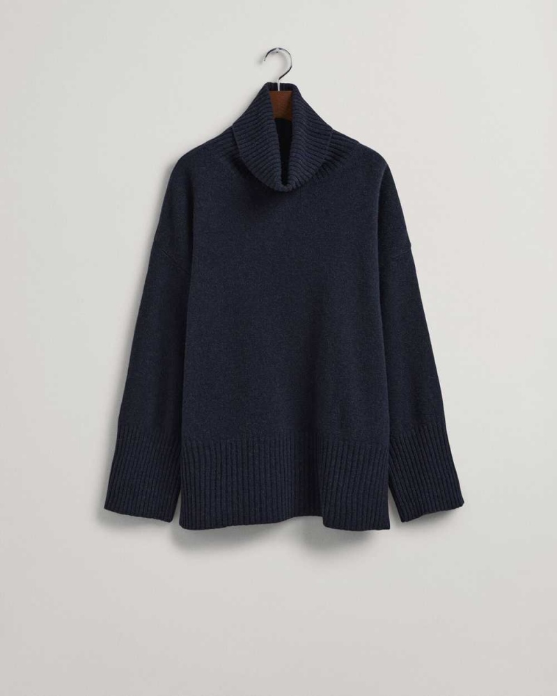 Gant Lounge Rollneck Women's Sweater Evening Blue | VNSWG-8153