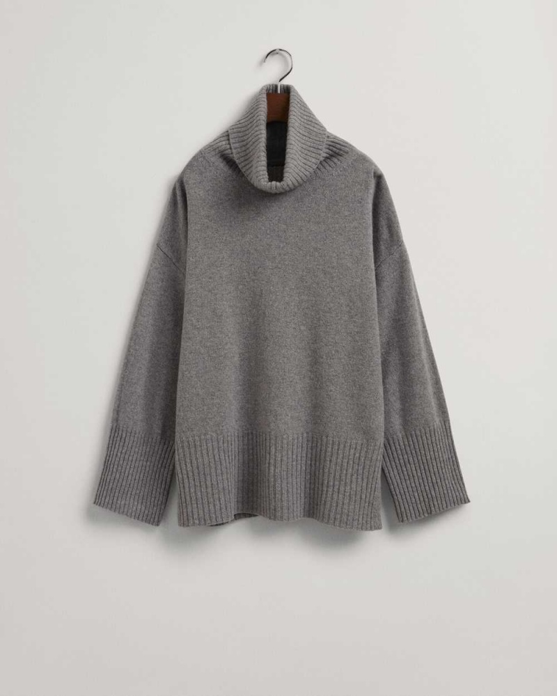 Gant Lounge Rollneck Women's Sweater Grey Melange | DVRZB-7965