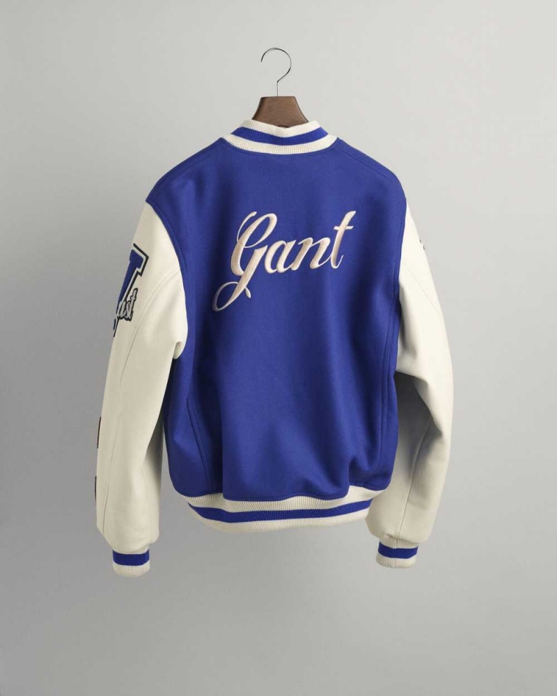 Gant Love Varsity Men's Jackets College Blue | LWXUJ-0819