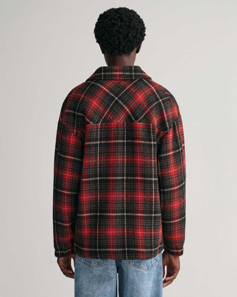 Gant Lumber Wool Men's Jackets Rich Red | EQICU-1375