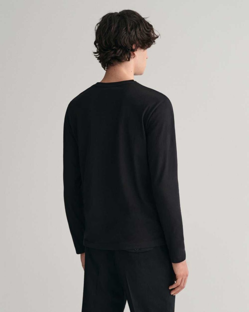 Gant Medium Archive Shield Long Sleeve Men's T-Shirt Black | FTUIO-3750