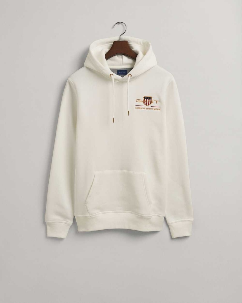 Gant Medium Archive Shield Men's Hoodie Beige White | FNQUA-0984