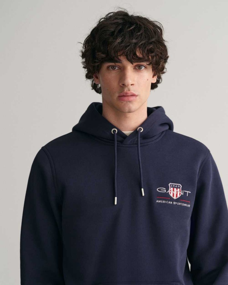 Gant Medium Archive Shield Men's Hoodie Evening Blue | SUHOA-2130