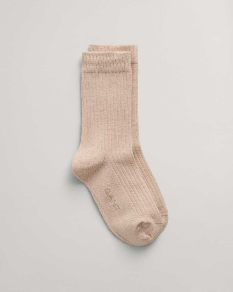 Gant Merino Wool Women\'s Socks Beige | ZEUON-7651